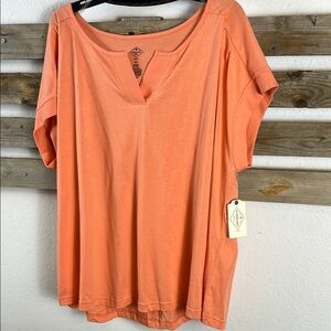 St. John's Bay Orange Relaxed Short Sleeve Cut Out Tee
